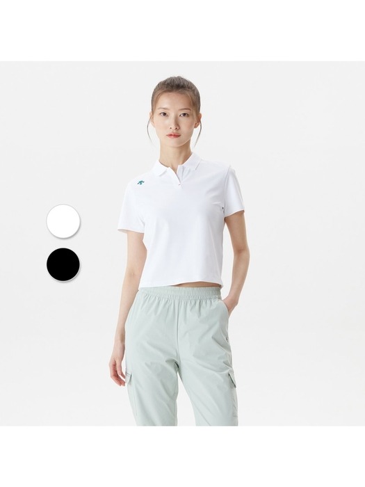 [데상트 공식] SUI 팀 여성 크롭 폴로 티셔츠 SP222IPS52