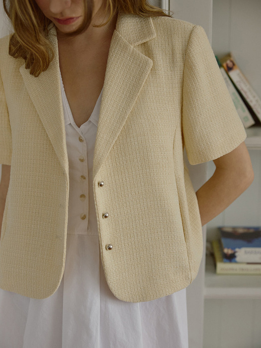 May Tweed Collar Jacket [Butter]