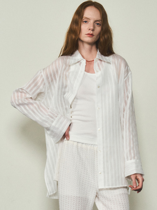 Sheer Stripe Shirts_CTT329(White)