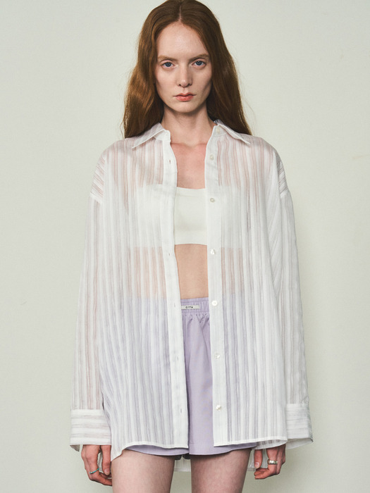 Sheer Stripe Shirts_CTT329(White)