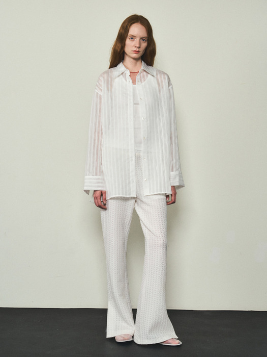 Sheer Stripe Shirts_CTT329(White)