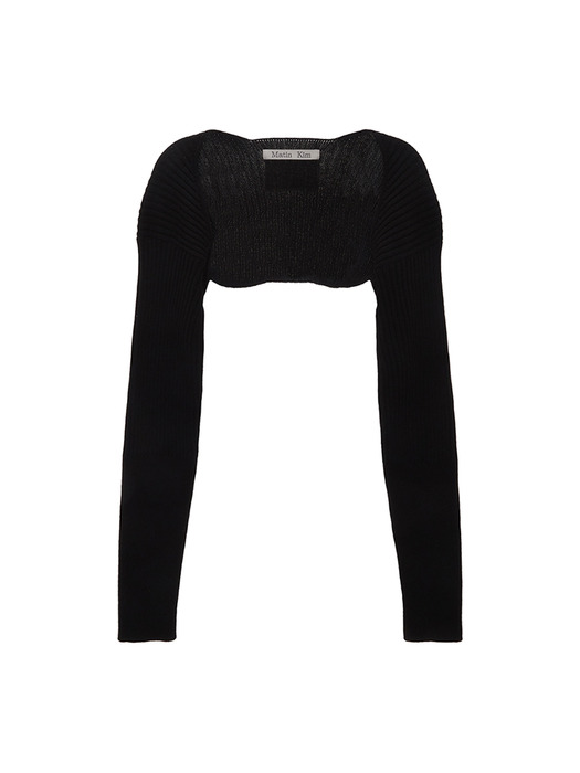 RIBBED BOLERO KNIT CARDIGAN IN BLACK