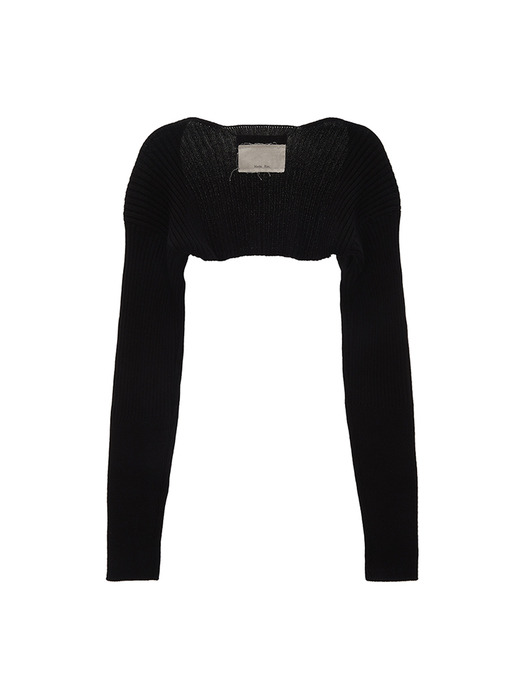 RIBBED BOLERO KNIT CARDIGAN IN BLACK