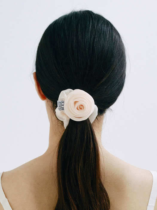 HSU007 Organza rose scrunchie