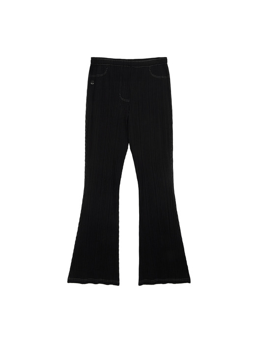 PLEATS STITCH LAYERED PANTS IN BLACK