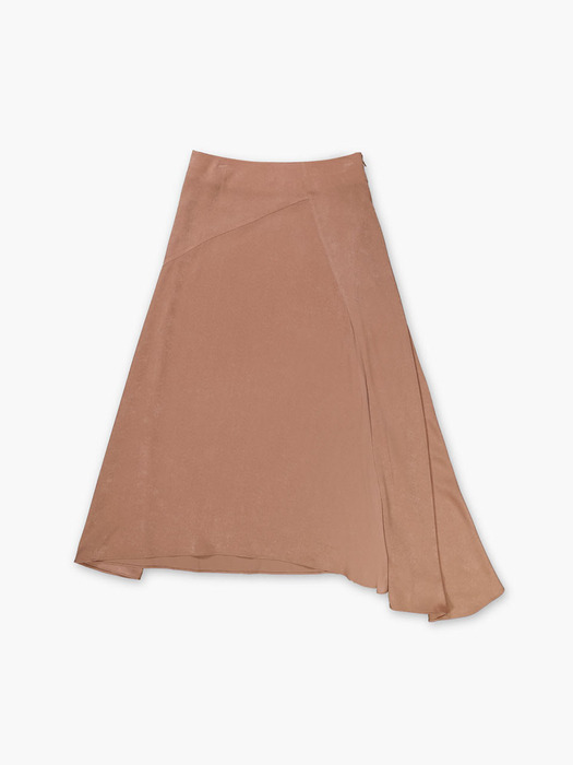 SATIN FLARE SKIRT_SALMON