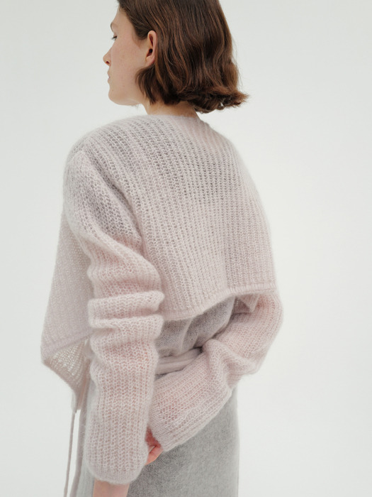 [단독] Mohair wrap cardigan (melange beige / light pink / dark gray)