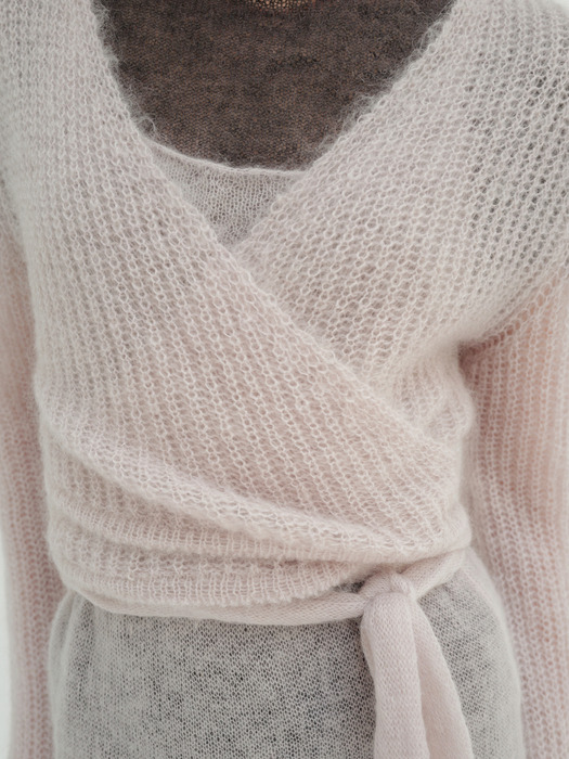 [단독] Mohair wrap cardigan (melange beige / light pink / dark gray)