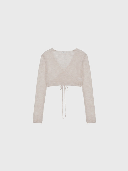 [단독] Mohair wrap cardigan (melange beige / light pink / dark gray)