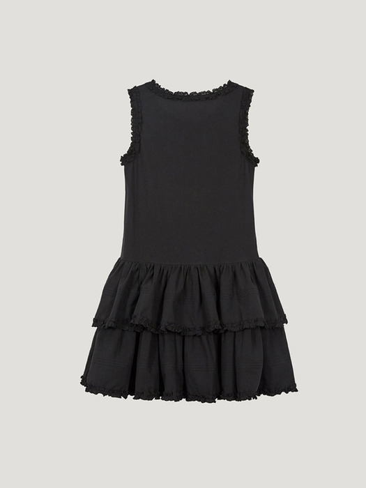 [단독] Sleeveless Frill Pintuck Dress_Black