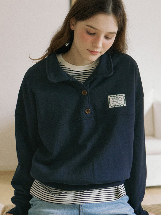 Hope Button-down Sweatshirt - Navy