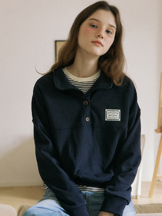 Hope Button-down Sweatshirt - Navy