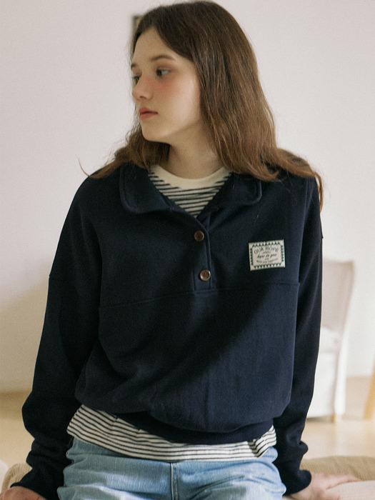 Hope Button-down Sweatshirt - Navy