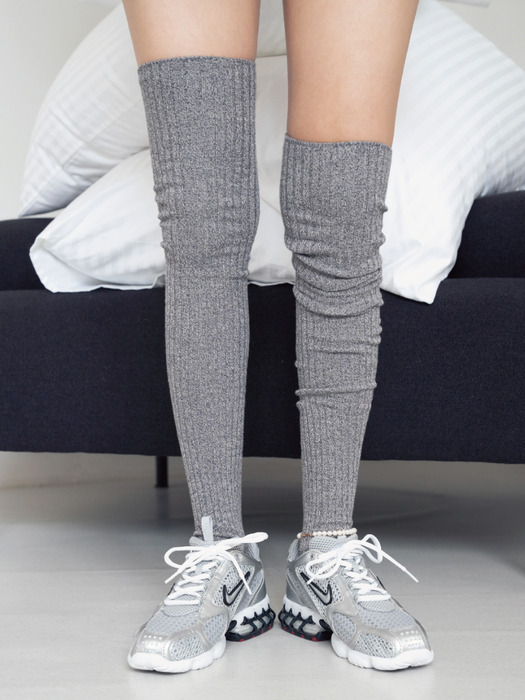 [no.611] melange gray over-knee socks