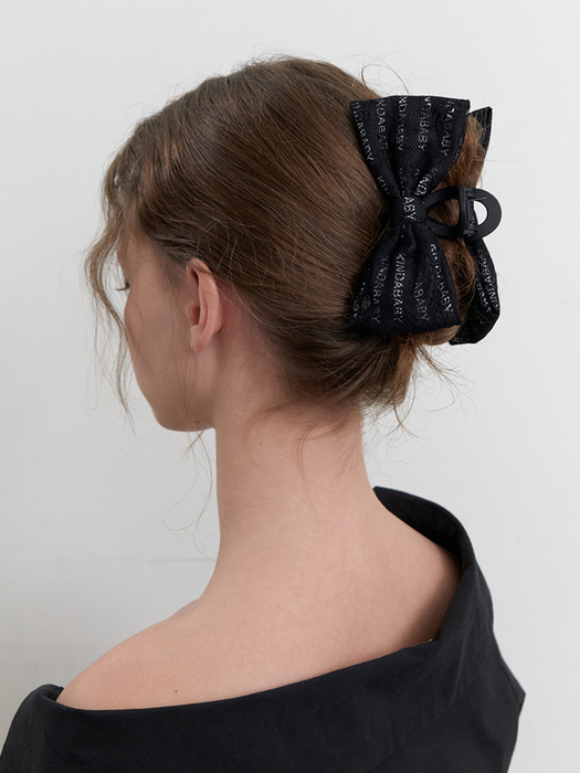 kinda lace layered ribbon claw - black