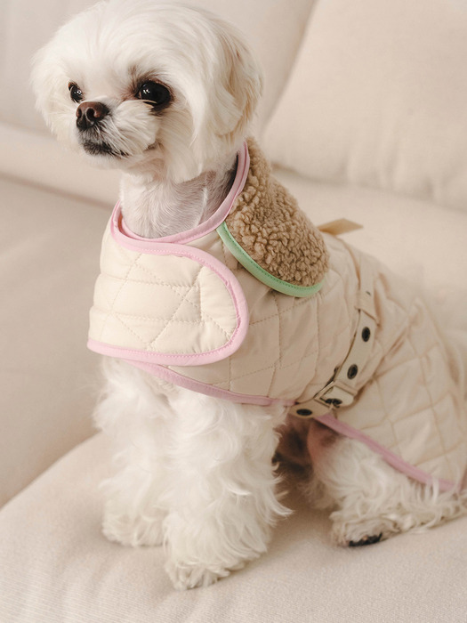 LETO Quilted Dog Jacket-Ivory