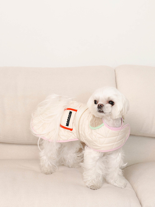 LETO Quilted Dog Jacket-Ivory