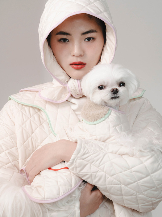 LETO Quilted Dog Jacket-Ivory