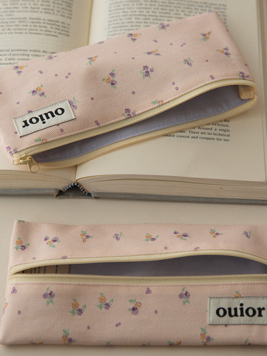 ouior flat pencil case - pastel pink (topside zipper)