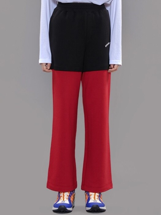 [UNISEX] LAYERED TRACK PANTS-RED
