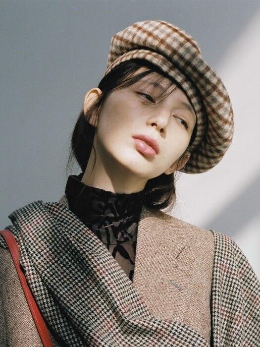 CLASSIC BERET_CHECK MARRON