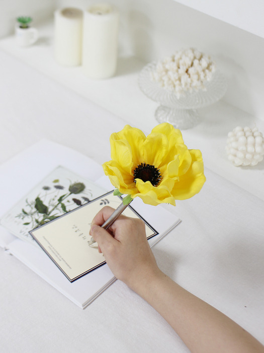 yellow lovely anemone flower pen