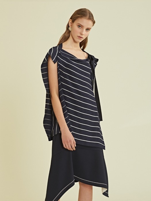 Draped Blouse_Navy