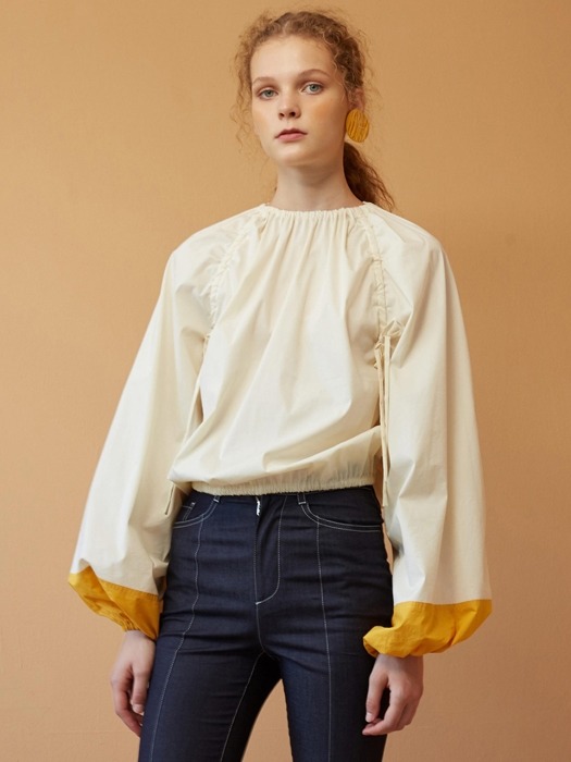 Cream and Yellow Sleeve Blouse