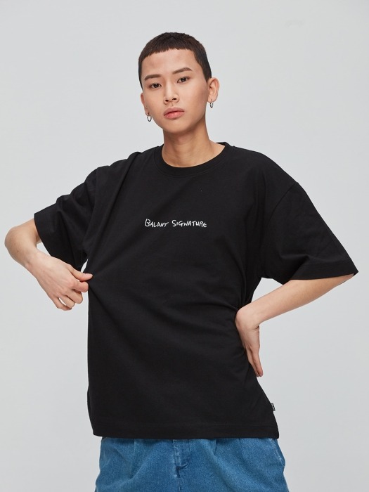 Signature Slogan Basic T Shirt - Black