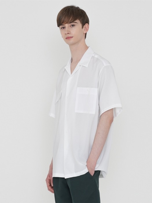 SOLID OPEN COLLAR SHIRT_WHITE