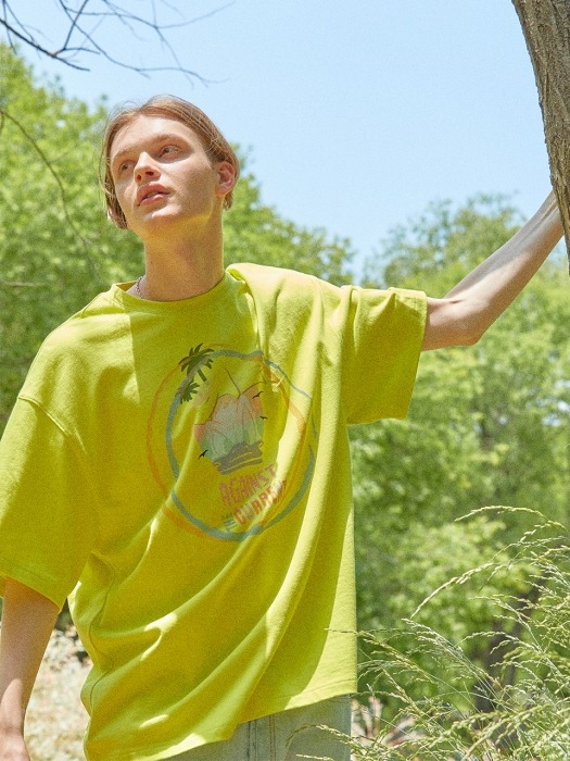 [DISNEYxORDINARYPEOPLE] summer vibe angry duck lime t-shirt