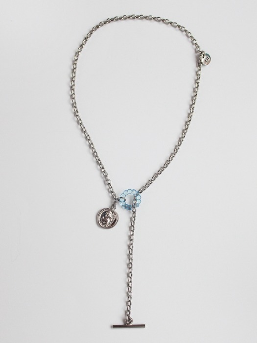 Praying Angel necklace (Silver + Skyblue)