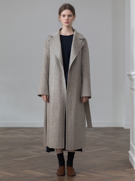 [19FW]Wool Herringbone Handmade Robe Coat