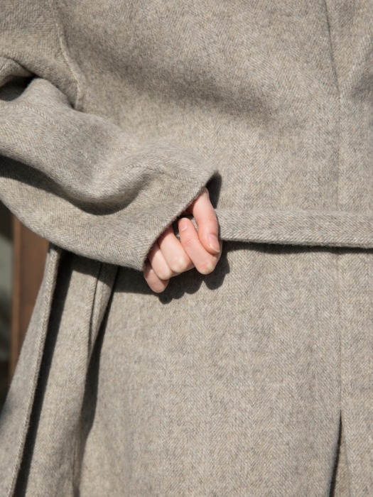 [19FW]Wool Herringbone Handmade Robe Coat