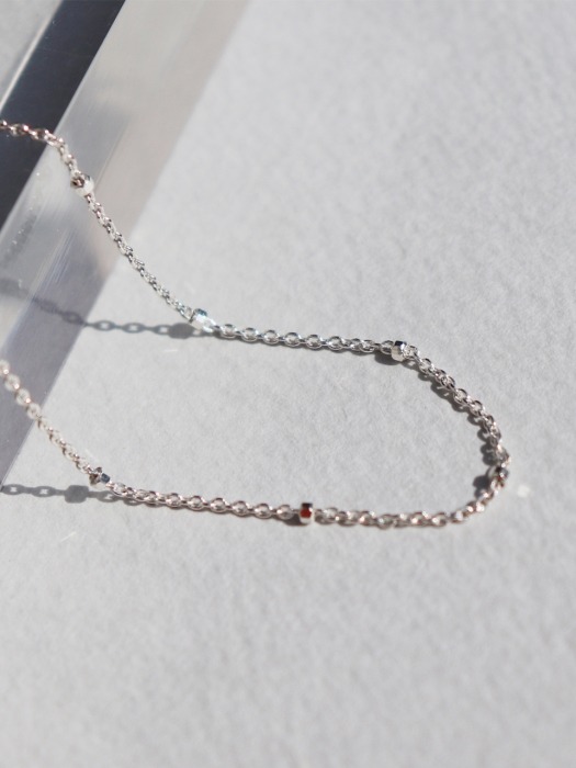 Cube chain layered Necklace 롱 실버 체인목걸이