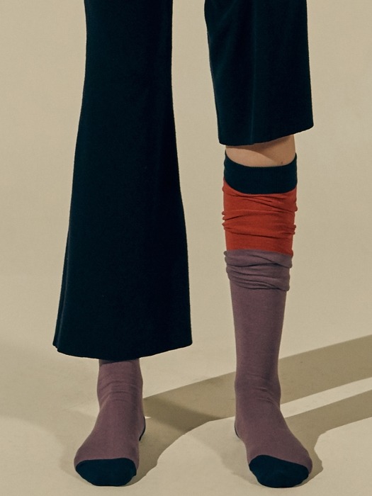 Buckland Thigh High Socks (Purple/Red/Navy)