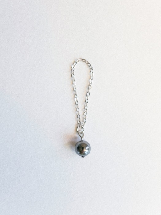 Black pearl with 925 silver chain ring