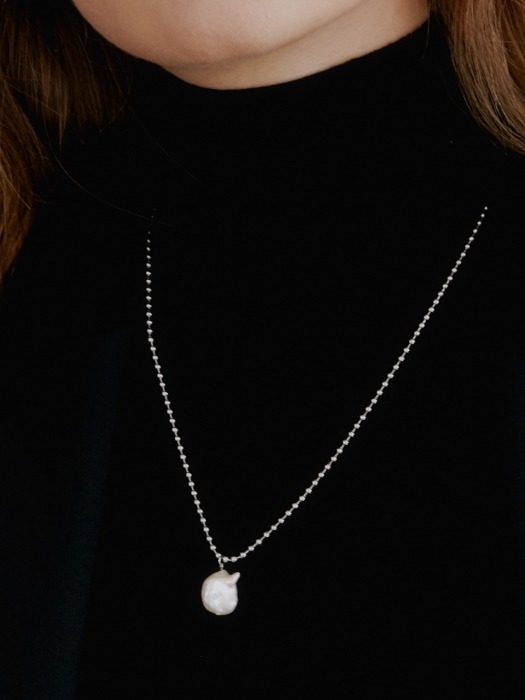 [Surgical] Pearl & Ball Chain Necklace