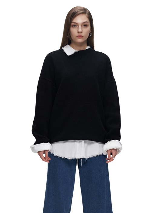 HALF AND HALF CREWNECK KNIT JUMPER