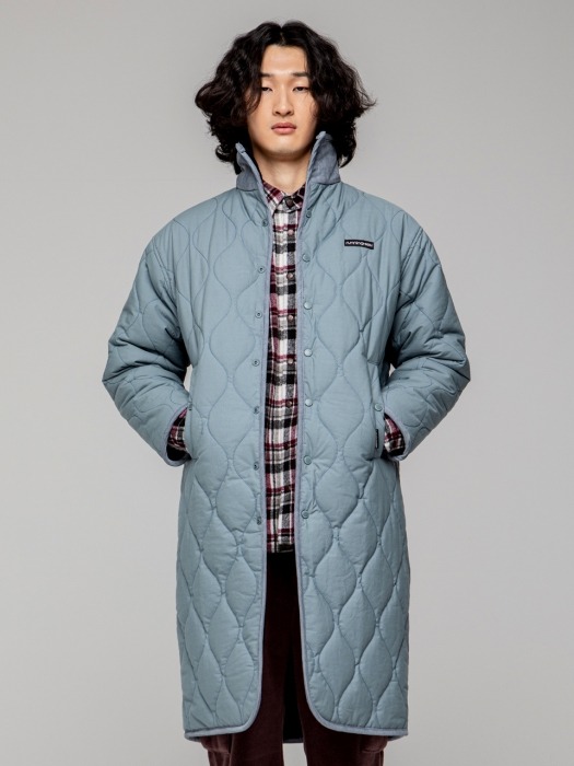 REVERSIBLE BOA-QUILTING LONG PARKA [BLACK/MINT]