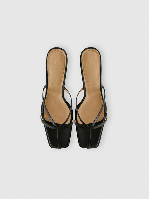 STRAPPY HEELED MULES (BLACK)