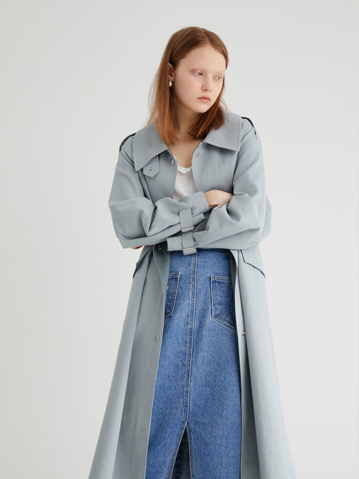 20 SPRING_Earthy Blue Single Trench Coat