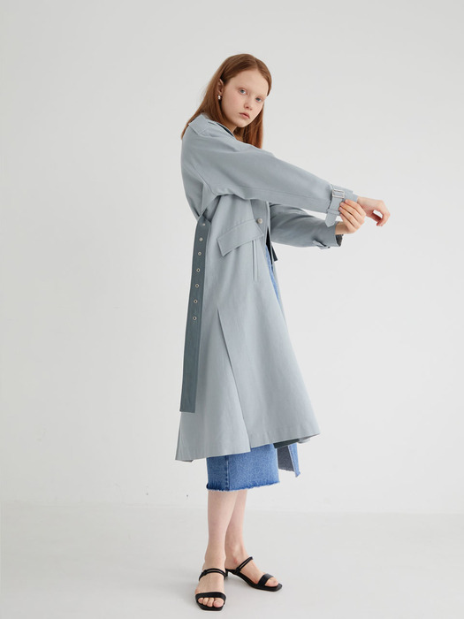 20 SPRING_Earthy Blue Single Trench Coat