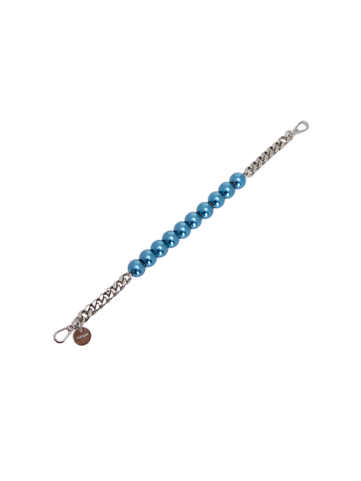 Pearl Metal Chain Handle Strap Blue