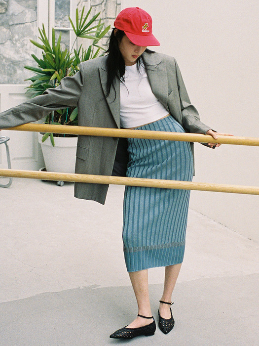 [FRONTROW x RePLAIN] Cotton Silk Ribbed Knit Top + Skirt SET