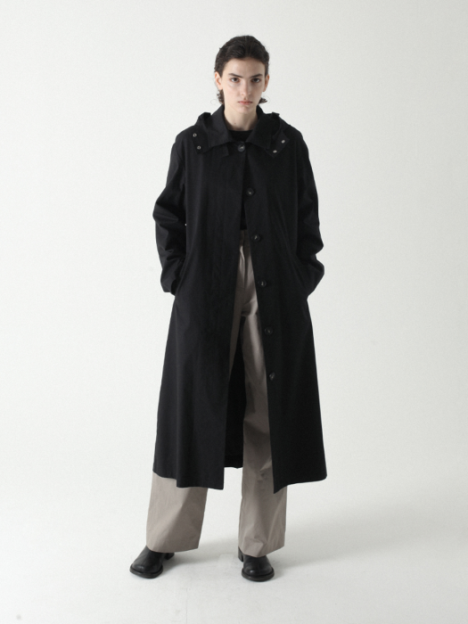 Hooded Trench Coat Black