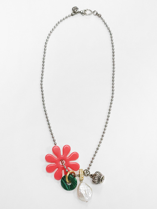 Tropical flower necklace (Silver)