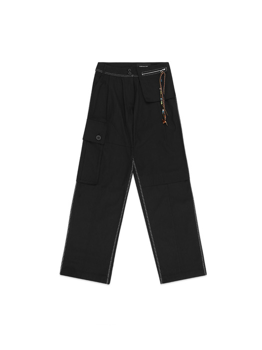 HARLEE TWILL BIG CARGO PANTS apa396w(BLACK)