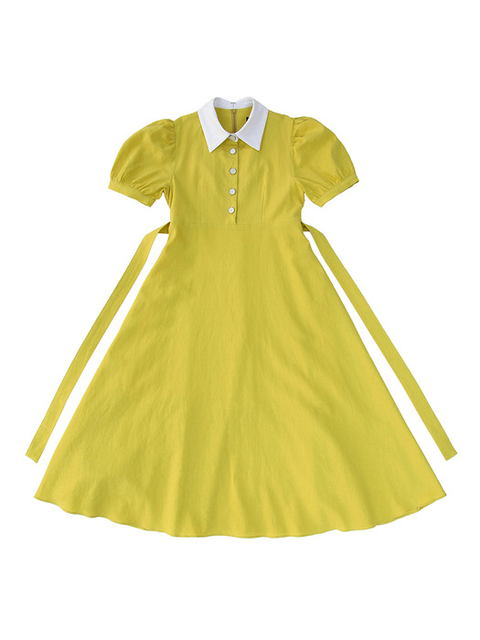 COLORATION COLLAR ONE-PIECE HALF SLEEVE BASIC YELLOW