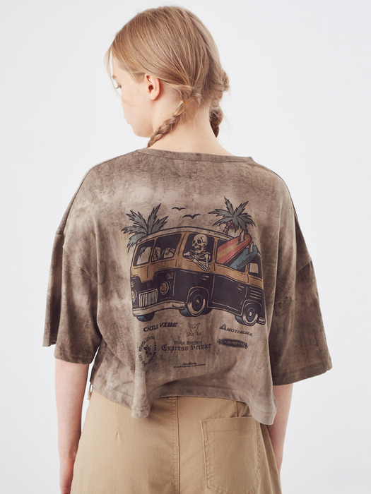 Waterdyed Crop T-shirt [Brown]